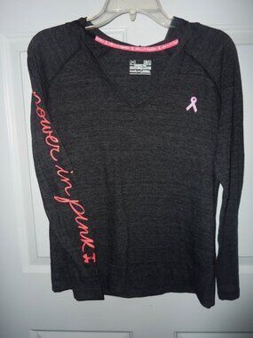 Under Armour Power In Pink Long Sleeved Shirt With Hoodie Lightweight Size M